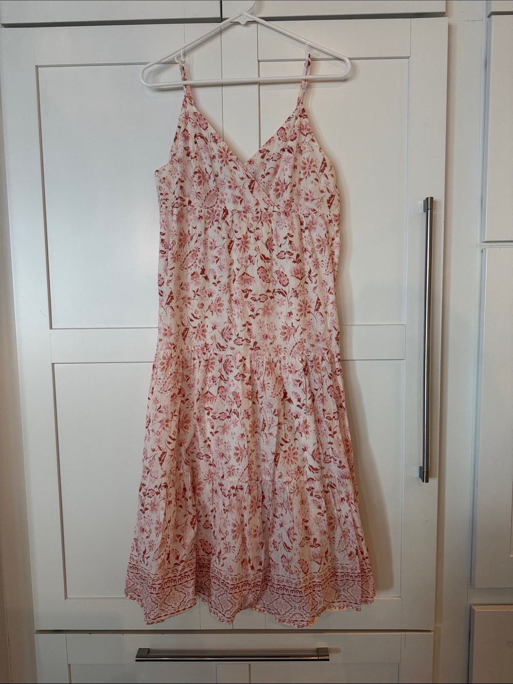 Aqua Blush Floral V-Neck Spaghetti Strap Midi Dress